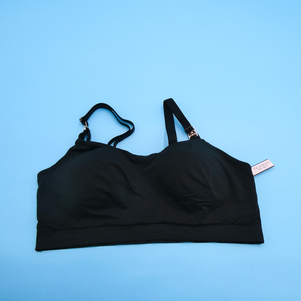 Victoria's Secret Bralette Womens Extra Large Wireless Black‎ Rose Gold Hardware
